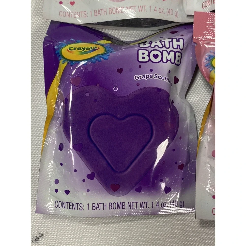 lot of 4 crayola heart shaped bath bombs strawberry cherry‎ grape cotton candy